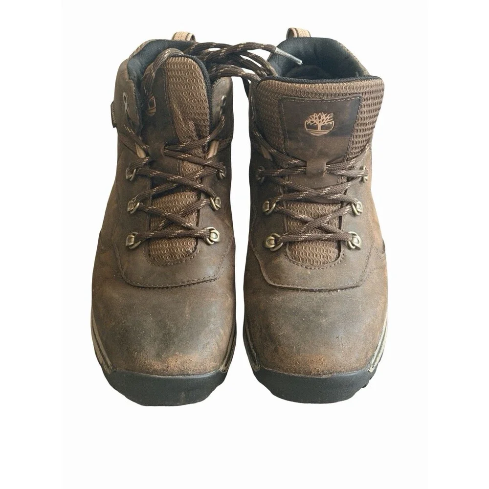 Timberland Boys 66961 Brown Leather Hiking Boots Waterproof Lace Up Size 6.5